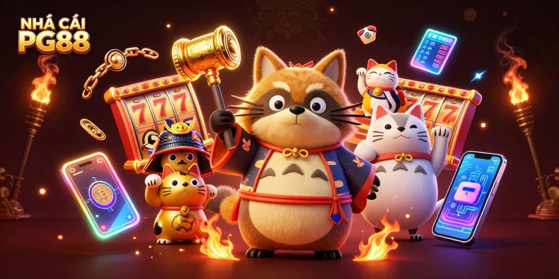 Join the excitement at NHÀ CÁI PG88 with vibrant slot reels and lucky symbols as they spin