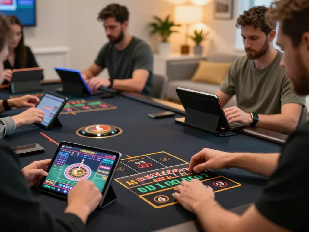 Players enjoying live dealer roulette at Canada online casinos, showcasing betting excitement and modern design