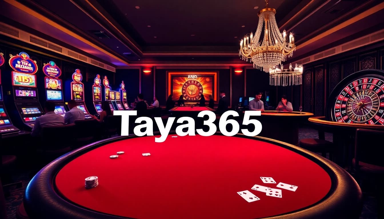 Experience thrilling poker gameplay at Taya365's luxurious casino atmosphere.