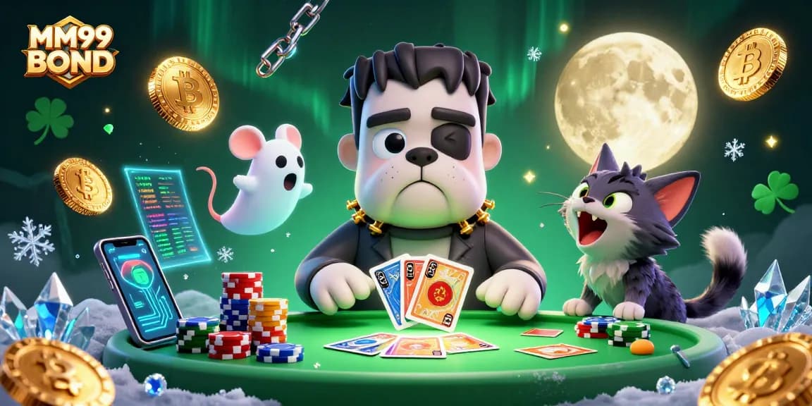Engage with the thrilling MM99 BOND gaming experience, featuring a lively casino scene.