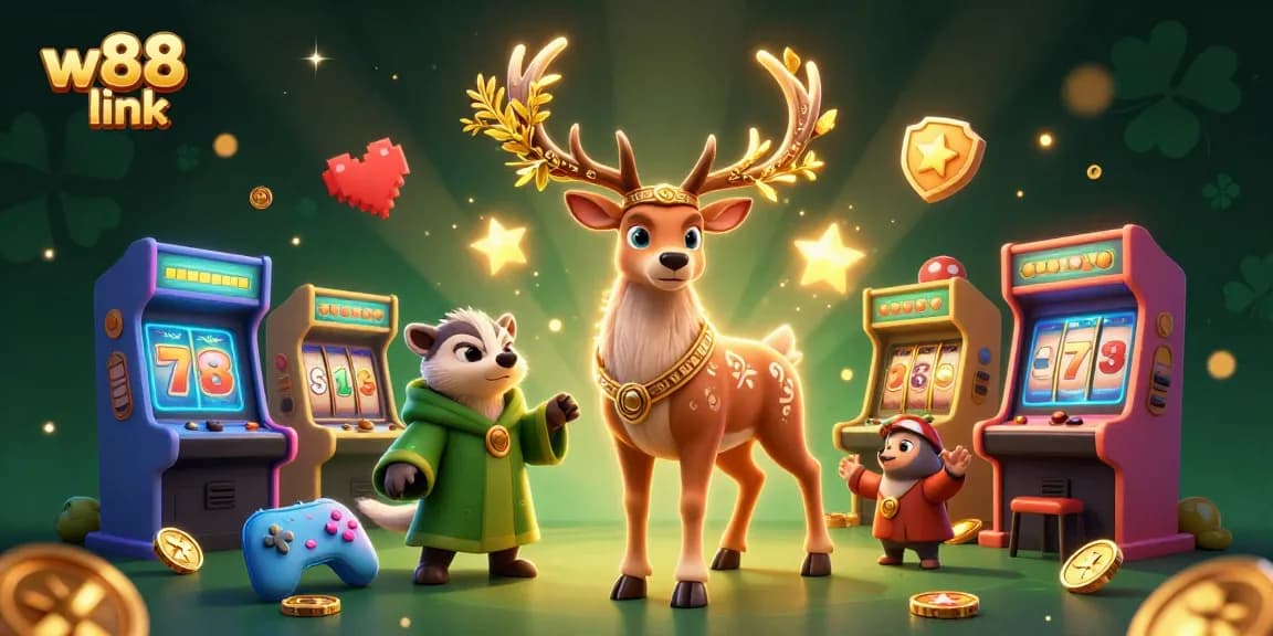 Experience the thrill of w88 link as you immerse in a dynamic 3D casino scene filled with vibrant gaming elements.