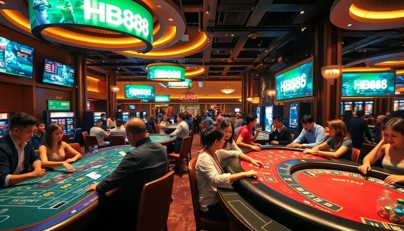 Exciting HB88 casino environment showcasing diverse players in action.