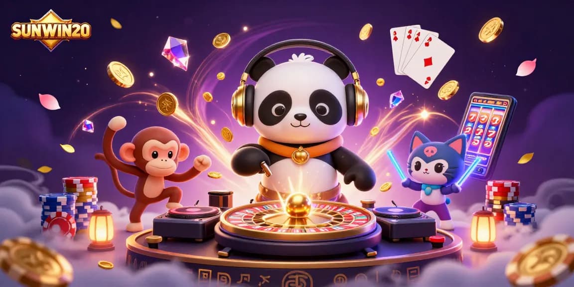 SUNWIN20 captures the excitement of online gambling with vibrant characters and dynamic casino elements.