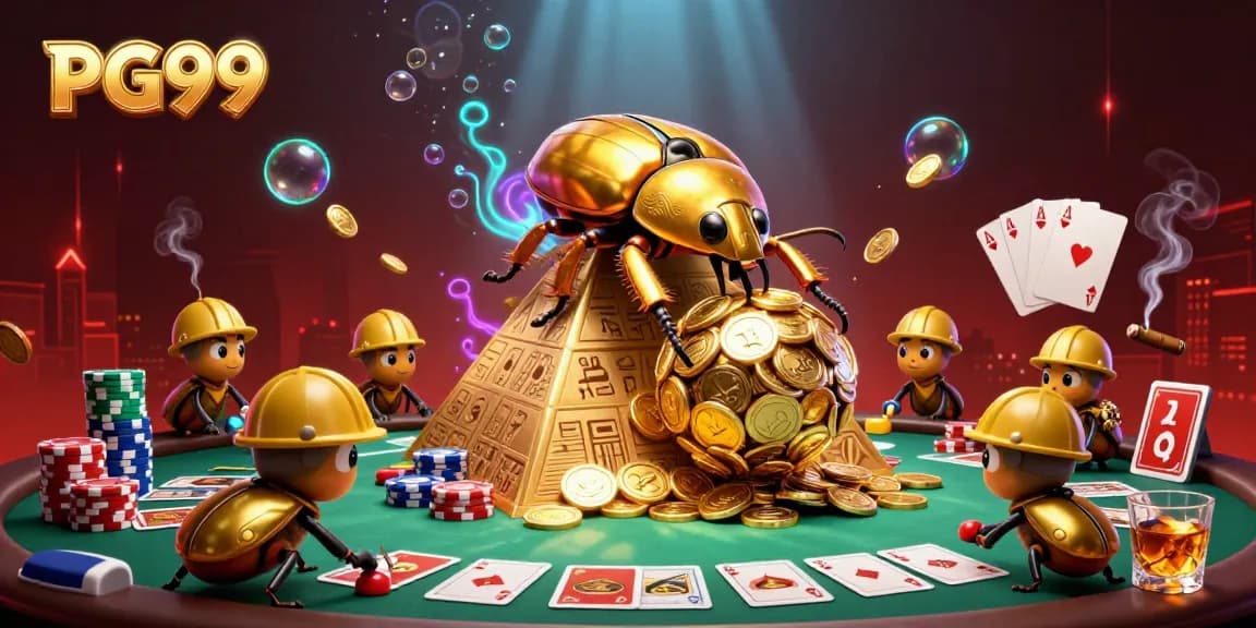 Engage in thrilling PG99 gameplay with vibrant casino symbols and golden treasures.
