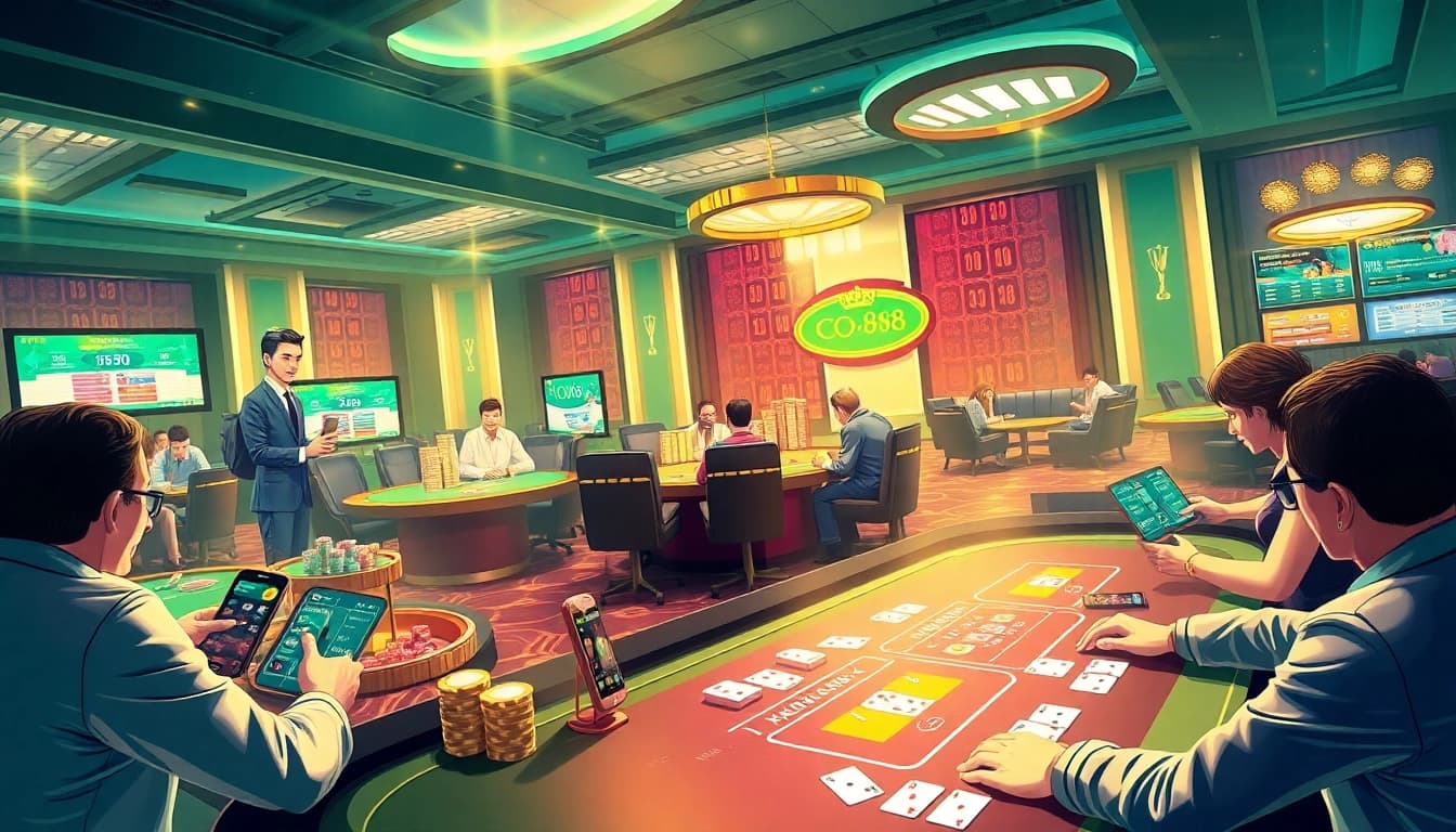 Exciting live casino experience at Co88 with modern gaming tables and vibrant atmosphere.