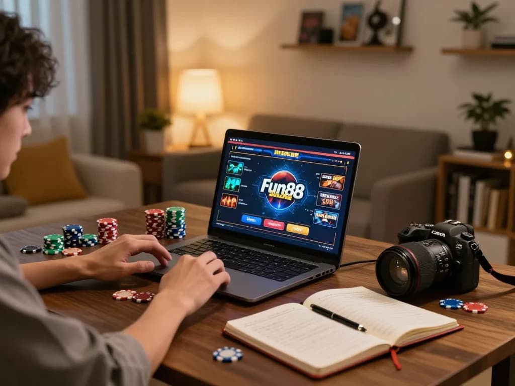 Engaging gameplay on Fun88 online casino platform showcasing intense focus and strategic environment.