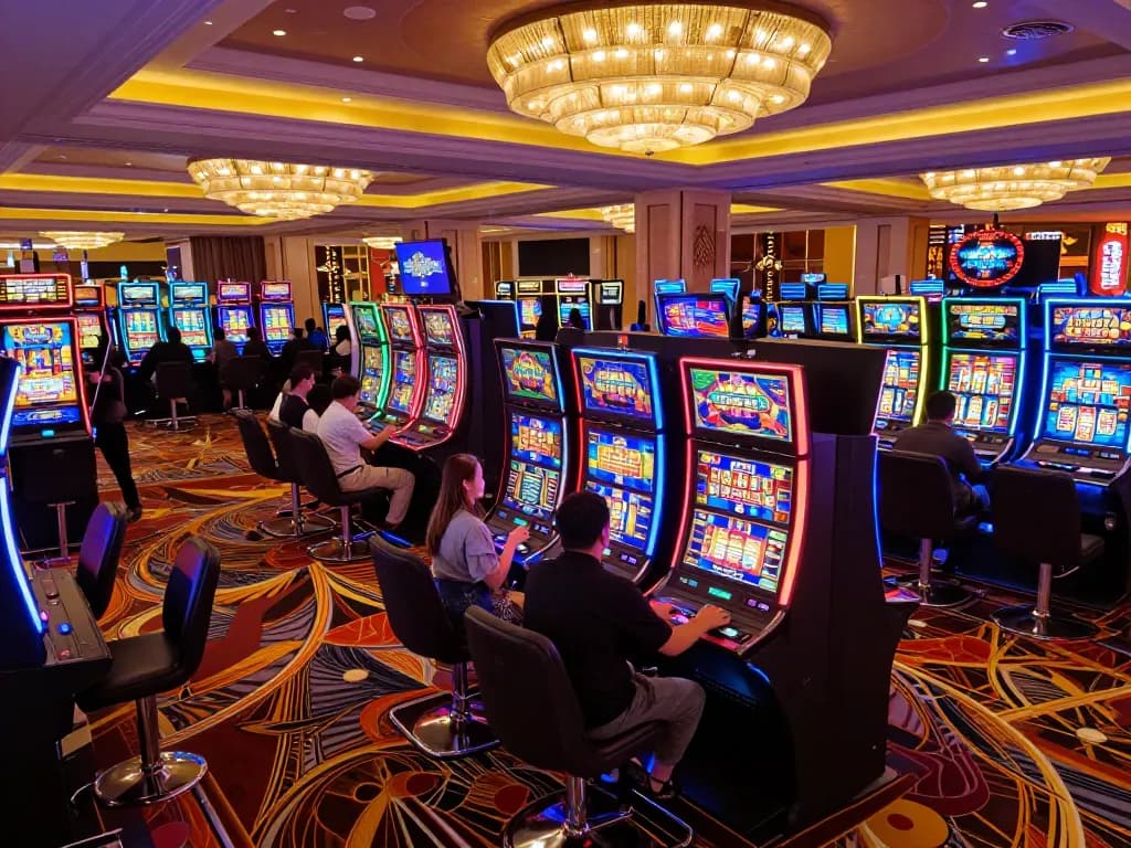 O8 slot machines in action as players enjoy engaging gameplay and big wins in a lively casino environment.