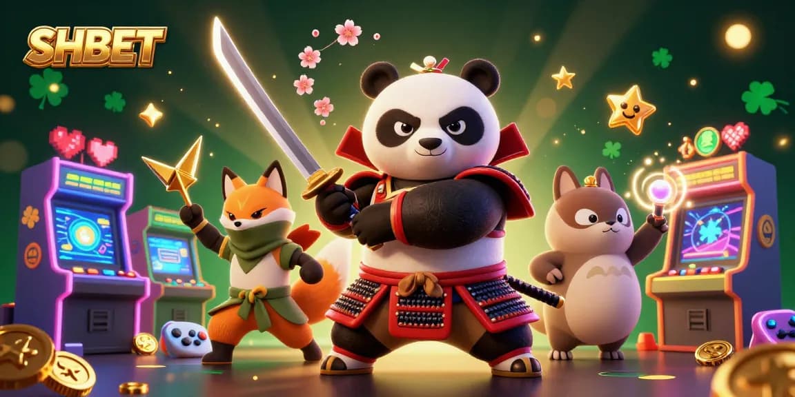 Experience thrilling gaming action at SHBET with captivating samurai panda and ninja companions.