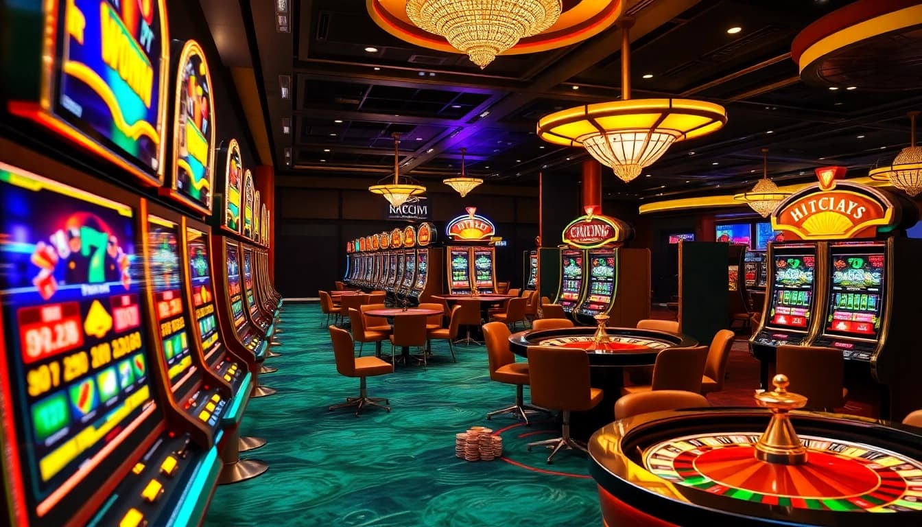Experience the excitement of hitclub nổ hũ with stunning slot machines and vibrant casino elements.
