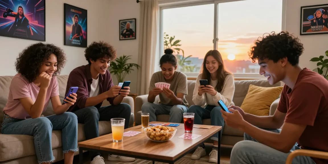 Get started playing Teen Patti with friends in a vibrant gaming setup.