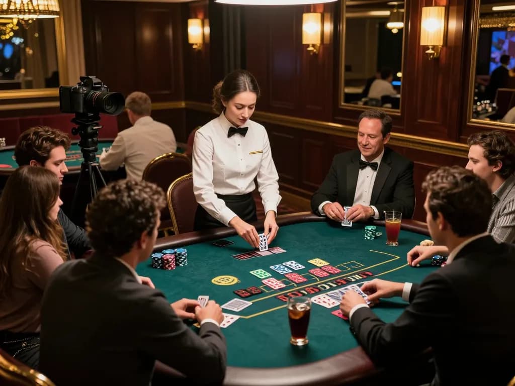 Players strategizing their next move at an MB66 live dealer blackjack table