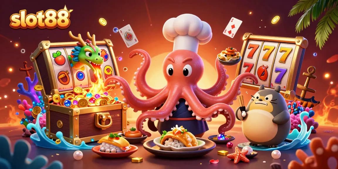 Experience thrill with slot88, featuring vibrant 3D characters and lively slot reels in an underwater casino adventure.