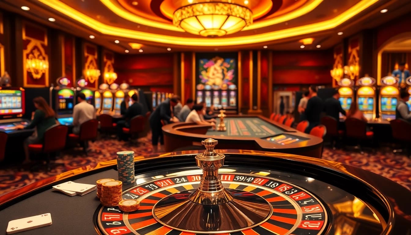Exciting gaming action at https://xx88.video/ with vibrant casino tables and colorful slot machines.