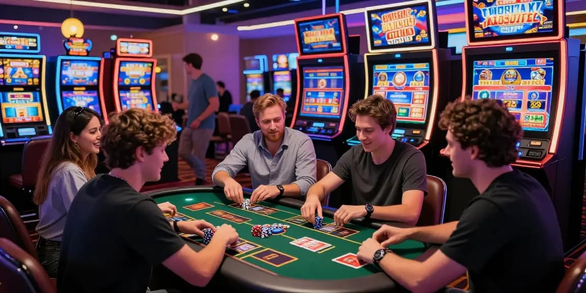Exciting players engaged at credit card casinos, showcasing a vibrant online gaming atmosphere.
