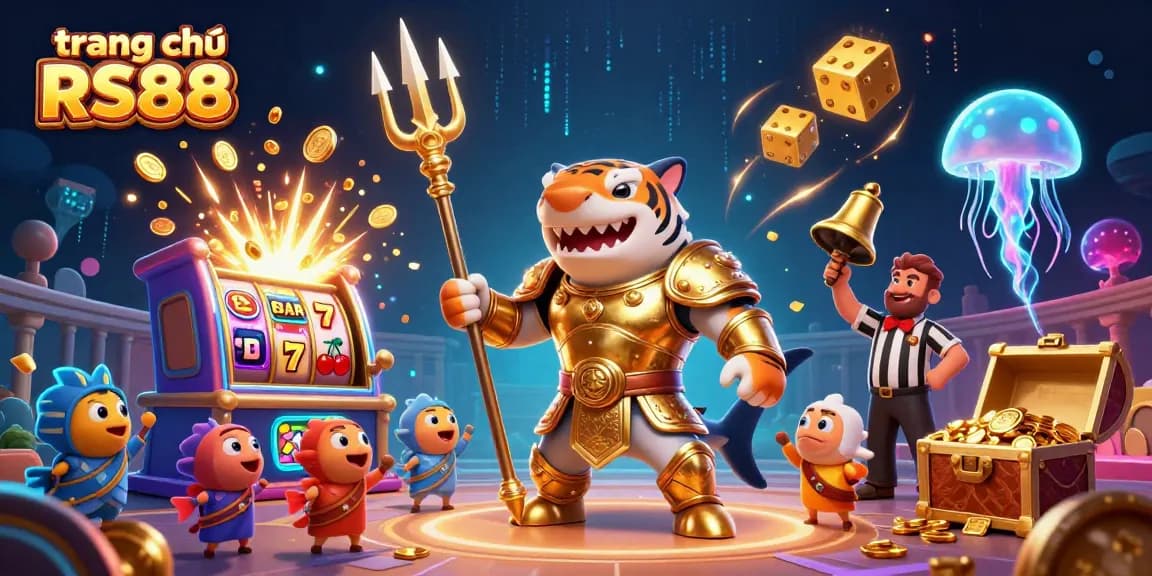 Engage with the thrilling trang chủ RS88 illustration featuring an underwater colosseum and vibrant casino elements.