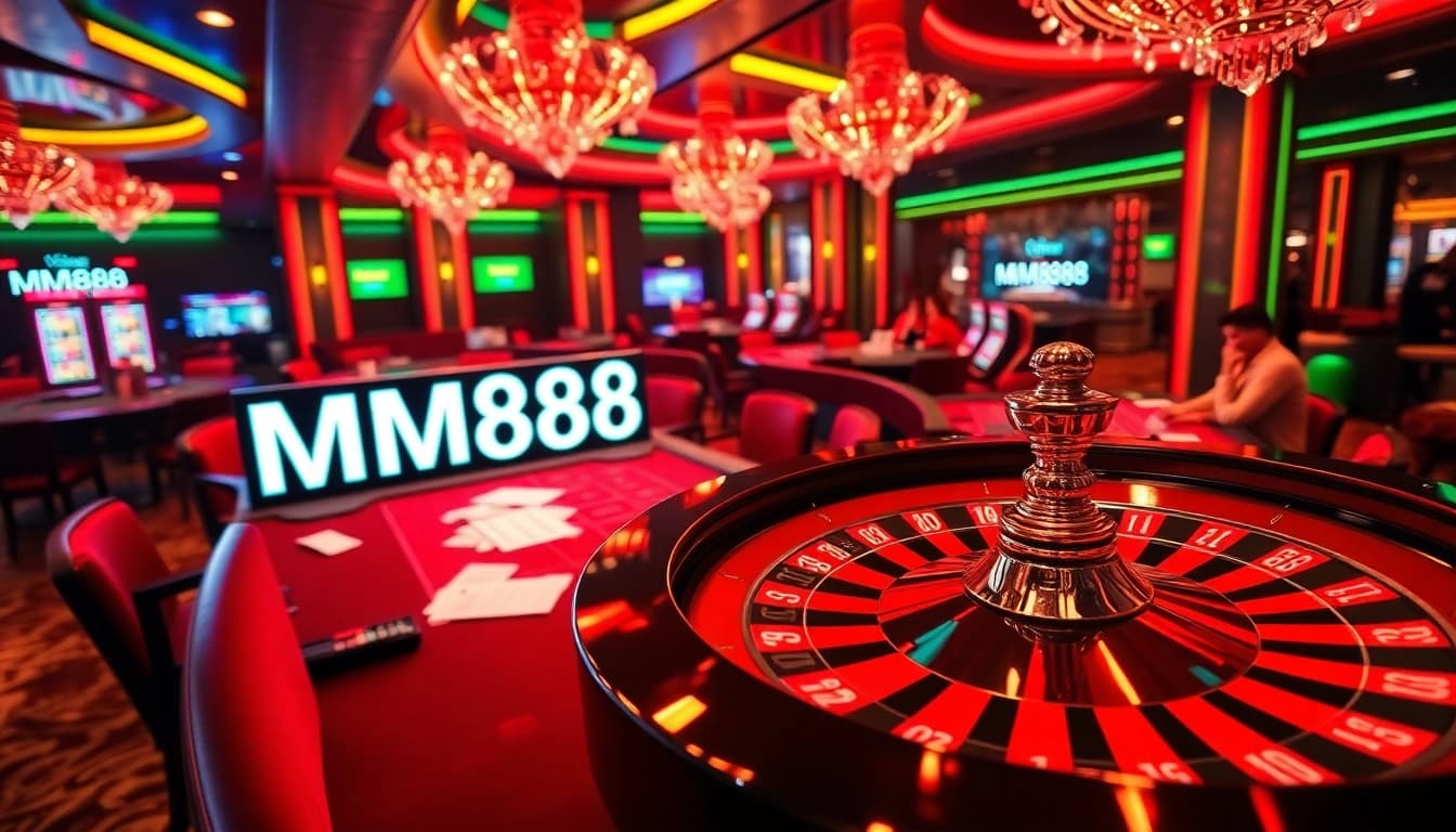 Players enjoying exhilarating games at MM88 casino, featuring roulette and poker excitement.