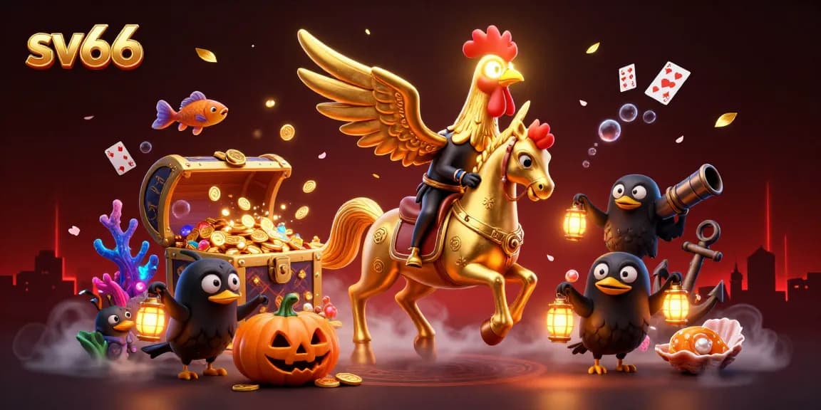 Experience the vibrant sv66 casino world with a golden rooster and lantern companions, showcasing thrilling gaming elements.
