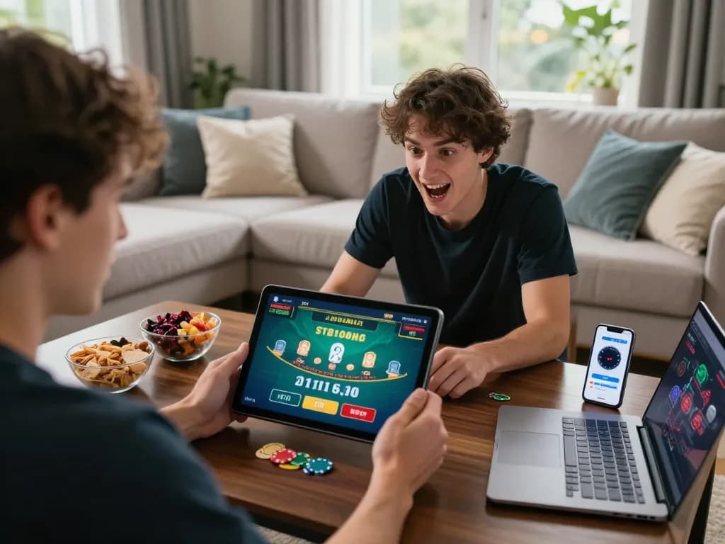 Engaging online gaming with rr88 com blackjack on tablet in a cozy home setting