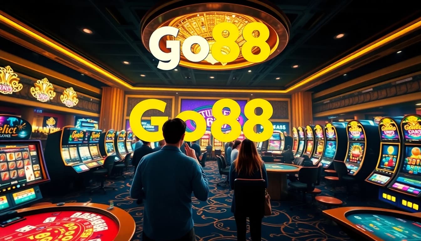 Exciting Go88 gaming scene with players enjoying online slot and live casino games.