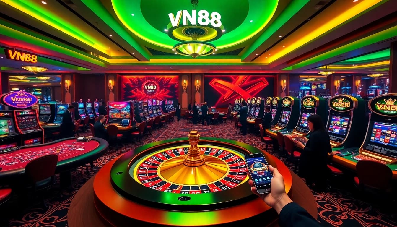 Experience the excitement of vn88 casino with modern tables and vibrant betting displays.