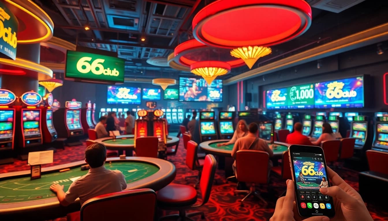 Experience the excitement of 66club's online gaming environment with vibrant casino elements and engaging players.