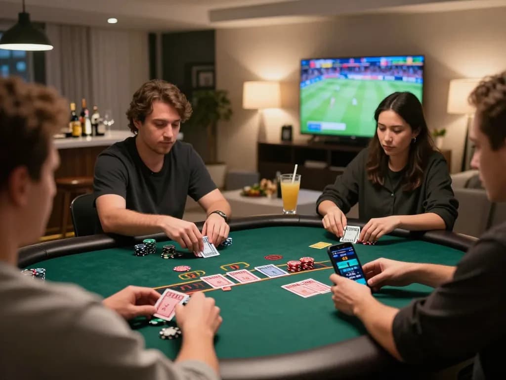 Players enjoying blackjack at home using the 888New app for strategic gaming