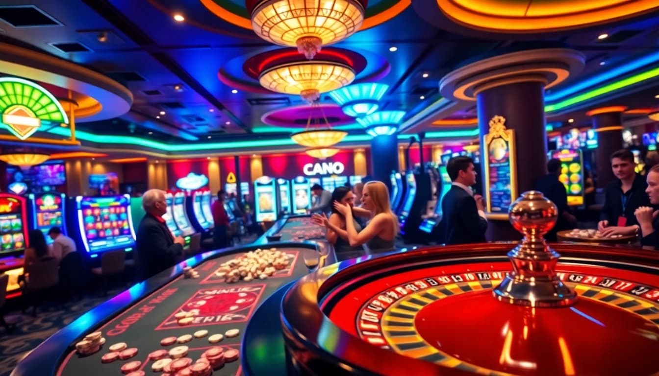 Featuring a vibrant casino scene, this image illustrates a reliable online casino with fast withdrawals in action, showcasing roulette and eager players.