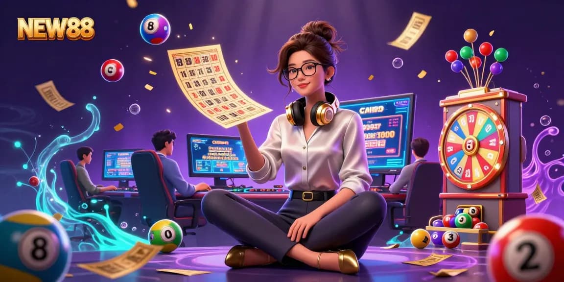 NEW88 players engaging in vibrant betting activities, showcasing exciting casino games in a digital atmosphere.