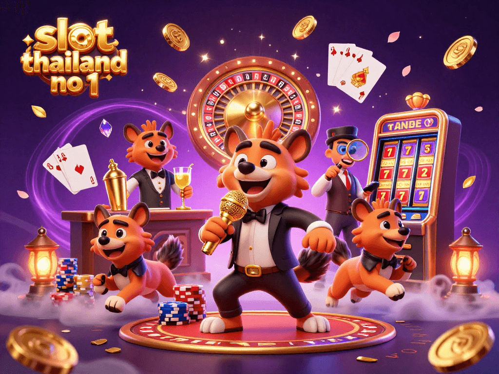 Experience the excitement of slot thailand no 1 with hyenas performing in a vibrant casino scene.