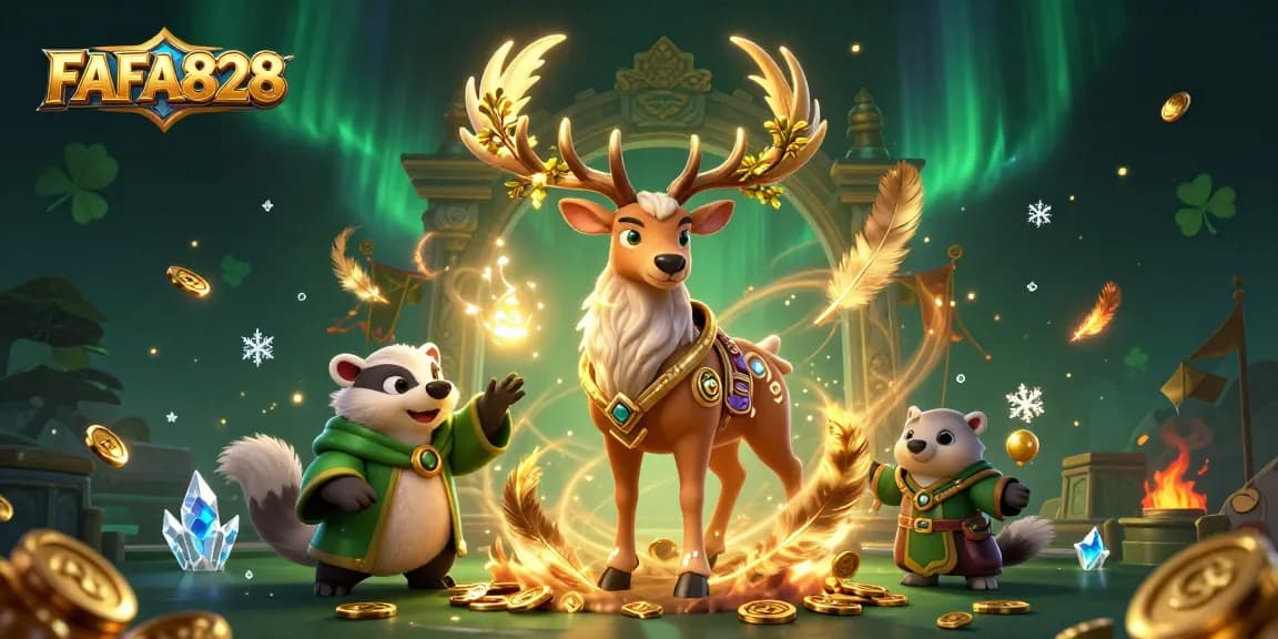 Experience FAFA828's enchanting casino world with mystical characters and vibrant gaming elements.