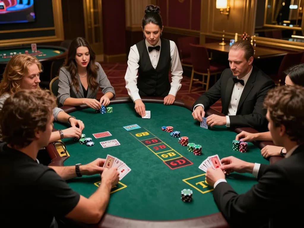 Experience the excitement of Link Alternatif Asialive88 in live blackjack with players in action, competitive atmosphere, and vibrant casino environment