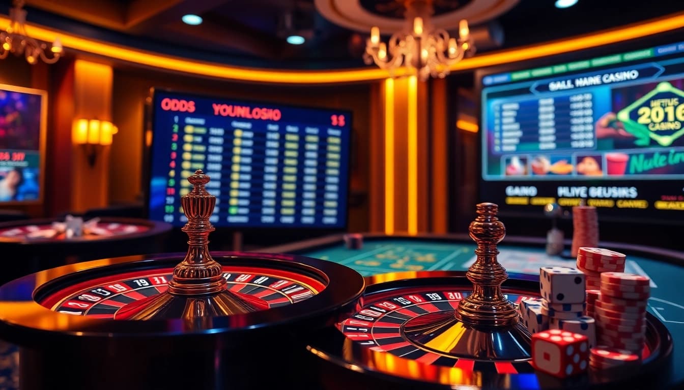 Experience excitement at https://nk88zz.bio/ with vibrant poker chips and a thrilling roulette wheel.