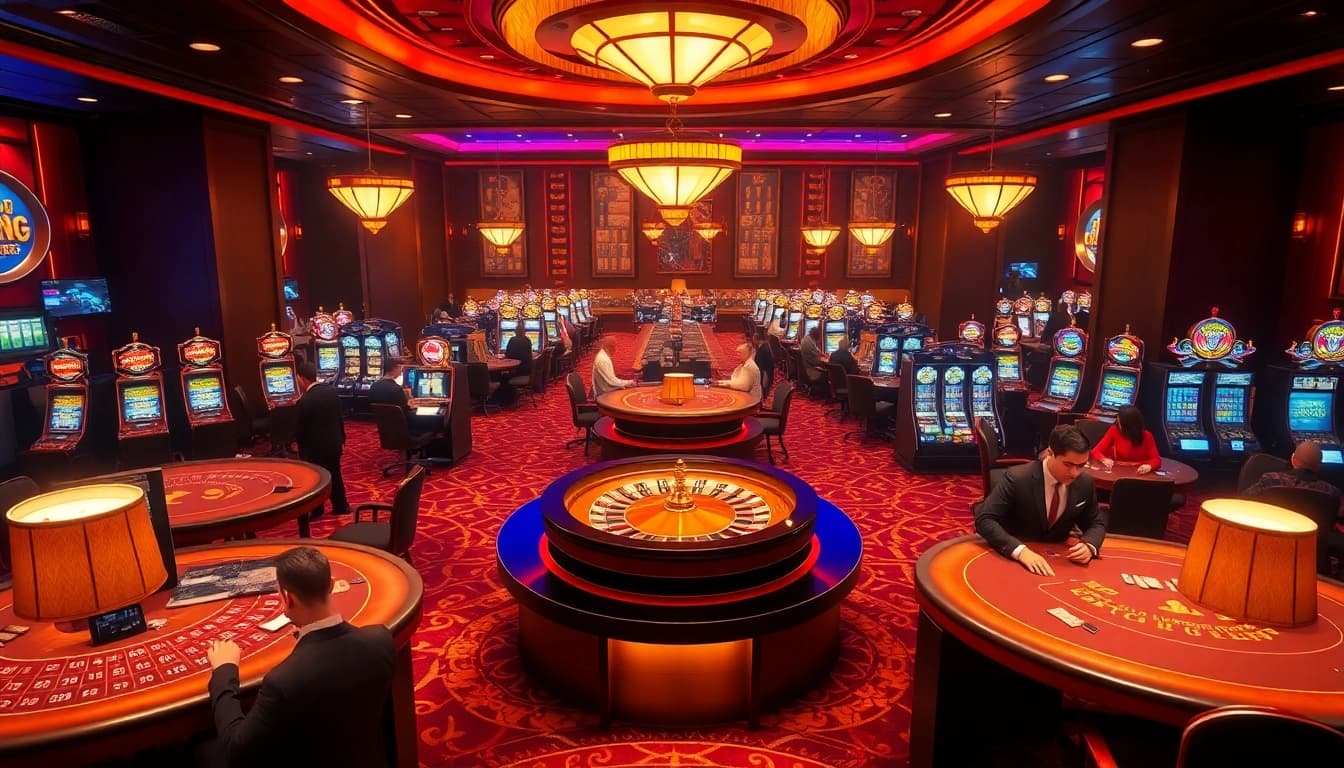 Kuwin casino players experiencing thrilling moments at vibrant gaming tables