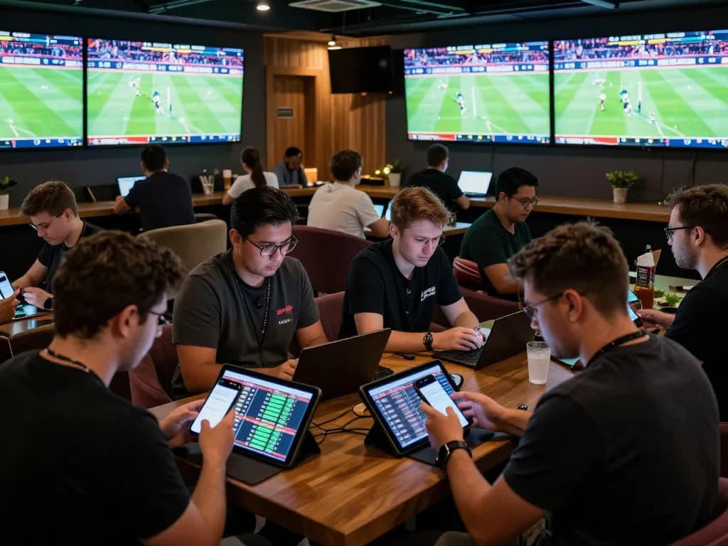 Betting on sports with F168 app while enjoying live games in a lively sports bar atmosphere
