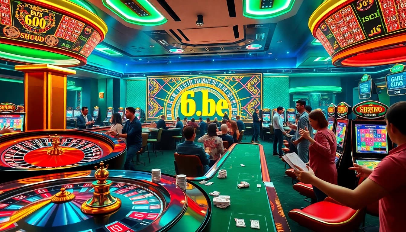 Engaging online gambling scene showcasing shbet players enjoying roulette and slot machines.