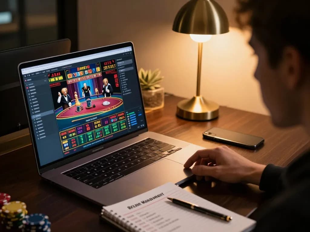 Engaging online gambler analyzing F168 strategies during an intense betting session