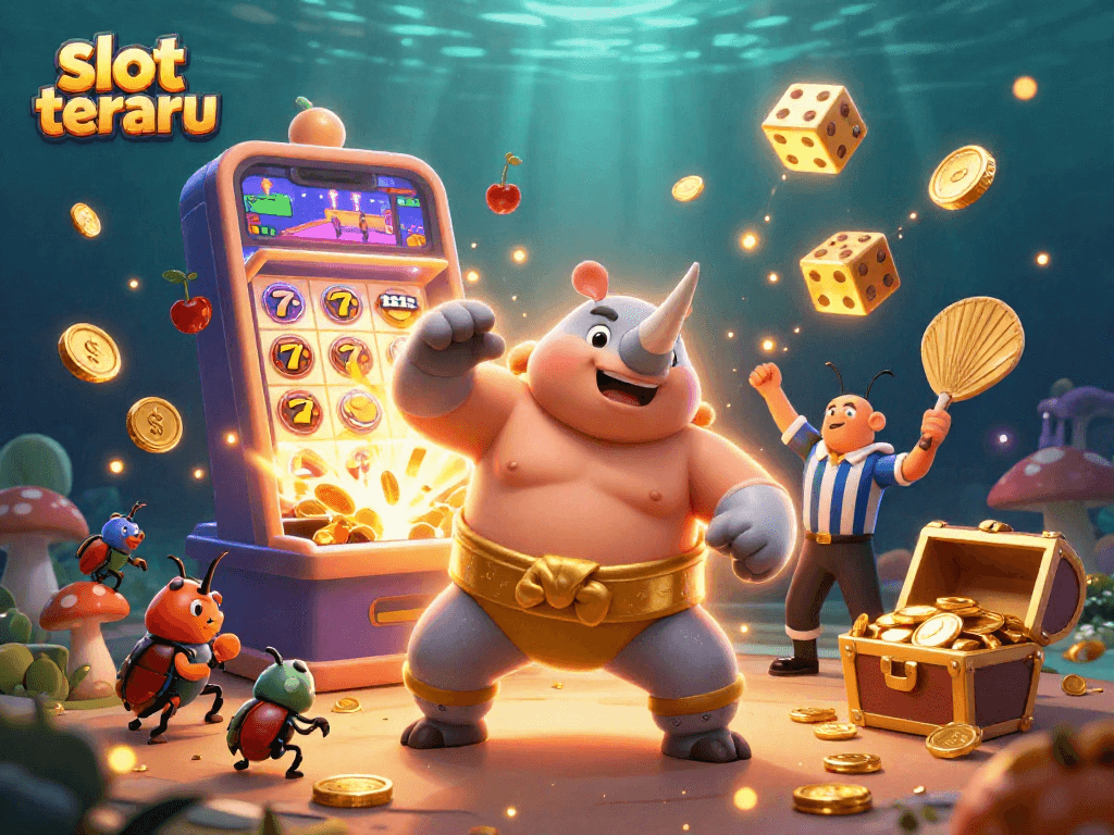 Experience the thrill of slot terbaru with a dynamic 3D showdown of beetle champions amid gold and jackpot explosions.