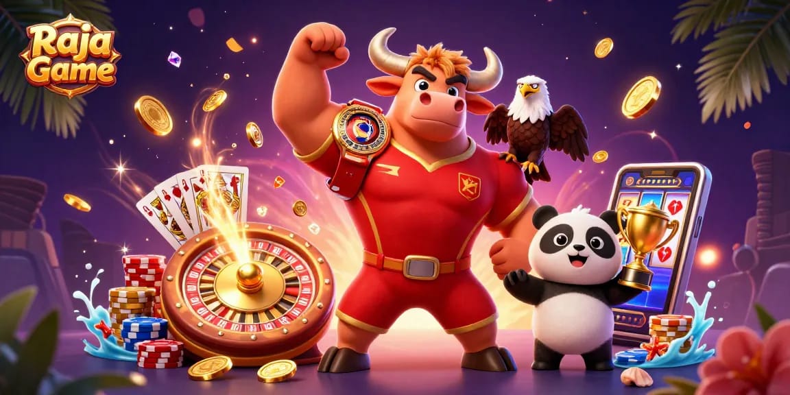 Raja Game offers thrilling victories in a vibrant casino atmosphere, showcasing exciting gameplay elements.