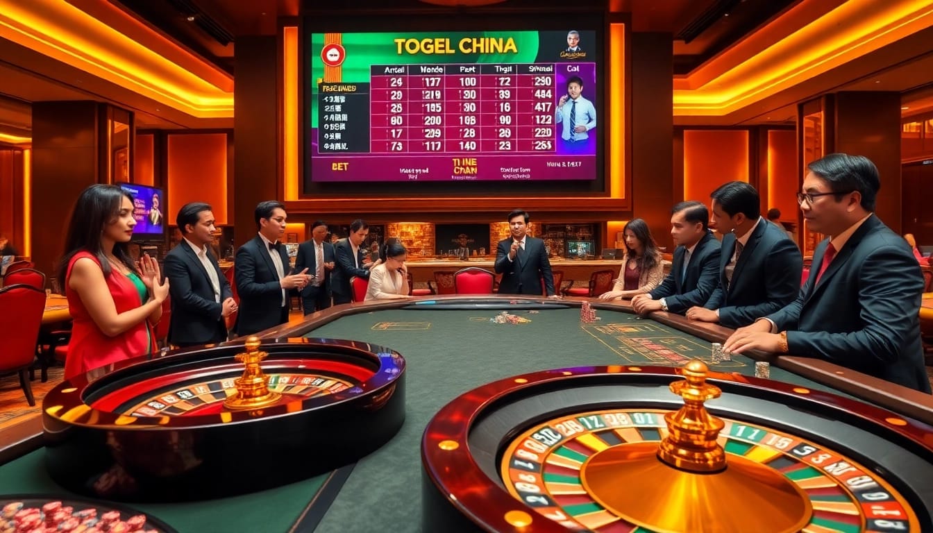 Experience the thrill of togel china with vibrant gameplay at an upscale casino table.
