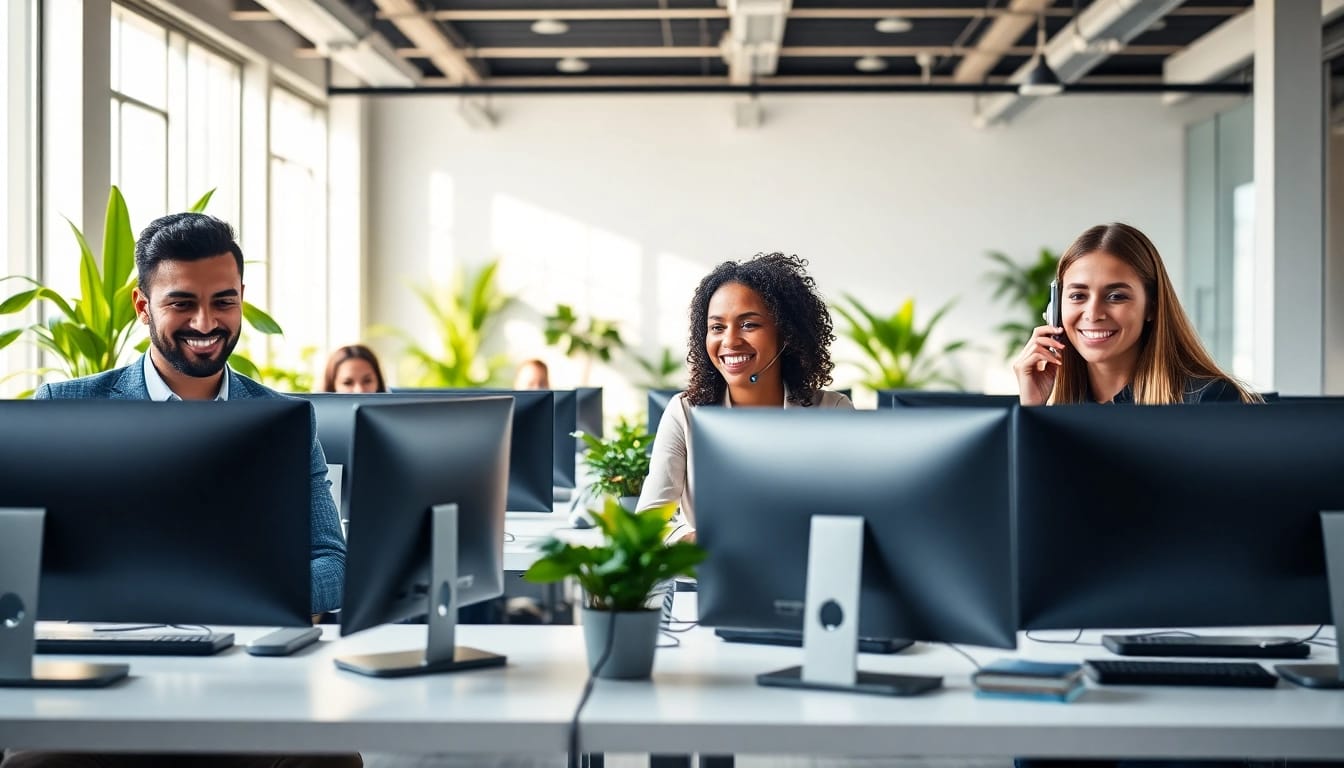 Utilize a cloud based phone system in a modern office environment promoting collaboration.