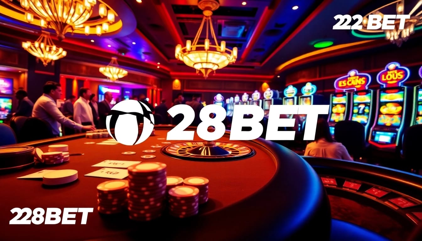 Exciting online gambling scene with poker and roulette at 28BET casino.