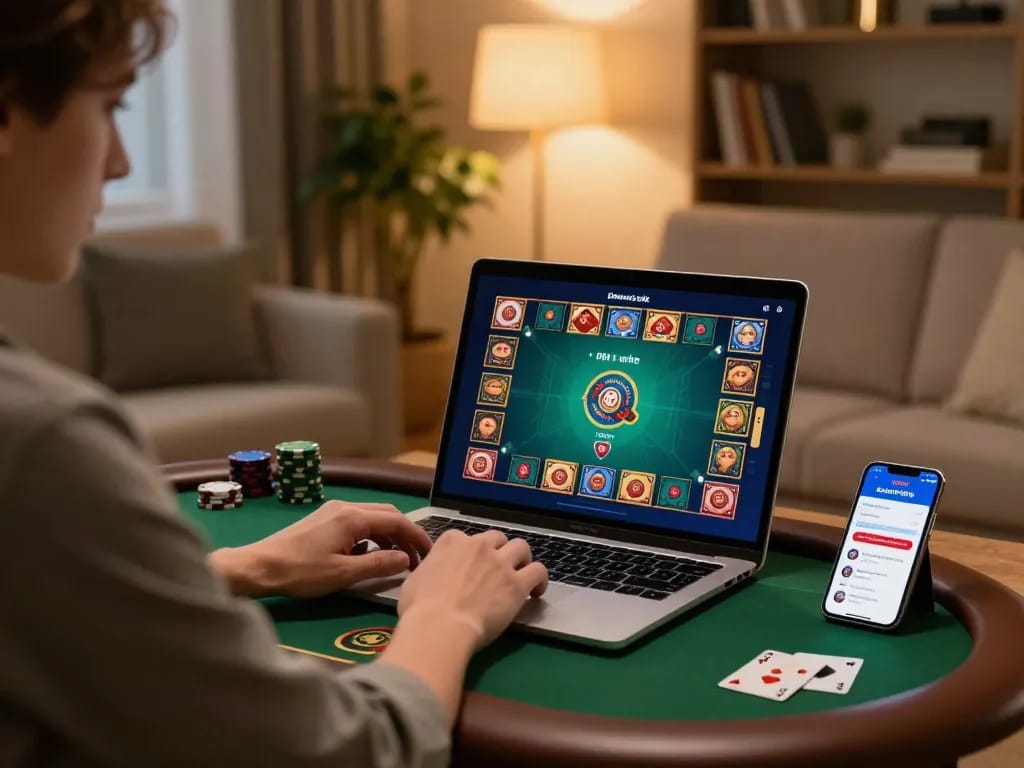Bästa casino utan svensk licens in an engaging online poker setup, outlining strategic gameplay.