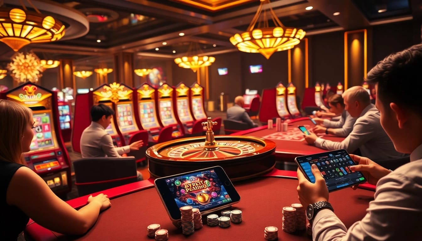 Experience thrilling gameplay at 13Win with vibrant slot machines and elegant casino tables.