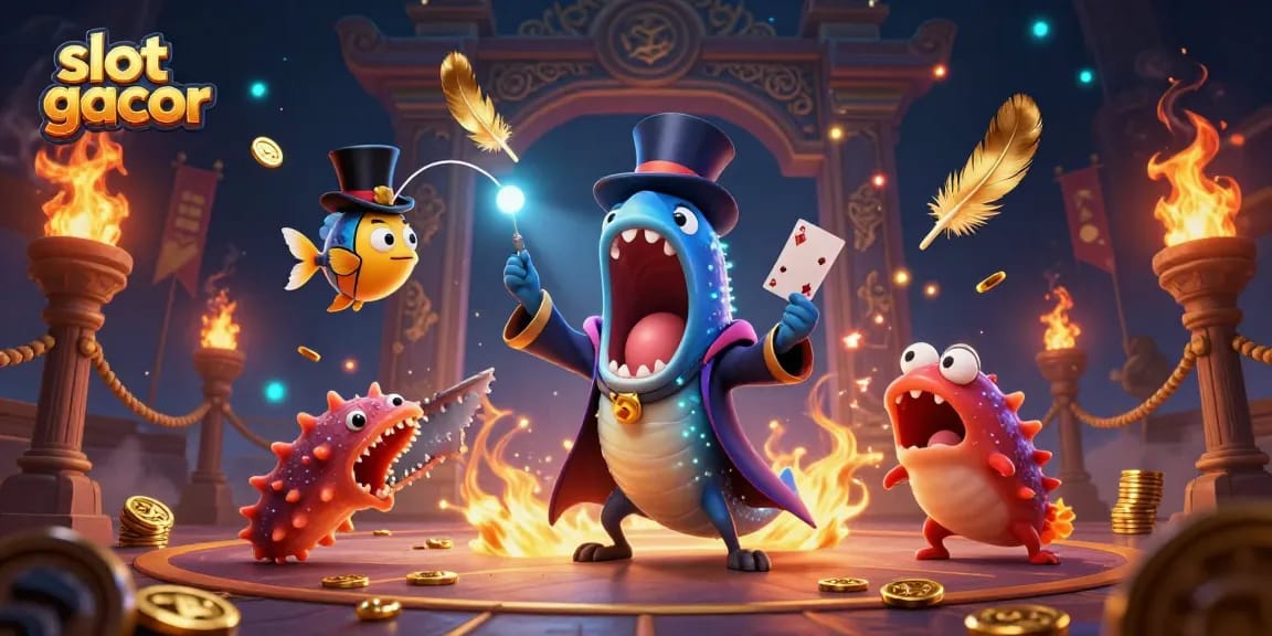 Experience the thrill of slot gacor with vibrant animated characters in a magical casino scene.