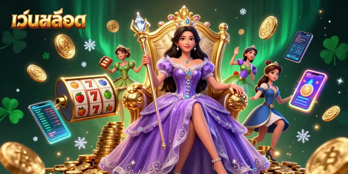 Spin the เว็บสล็อต reels with vibrant jackpot symbols and crypto icons enhancing the excitement.
