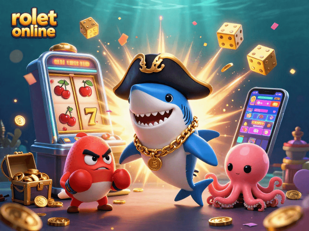 Experience thrilling moments in a vibrant rolet online scene with colorful characters and casino elements.