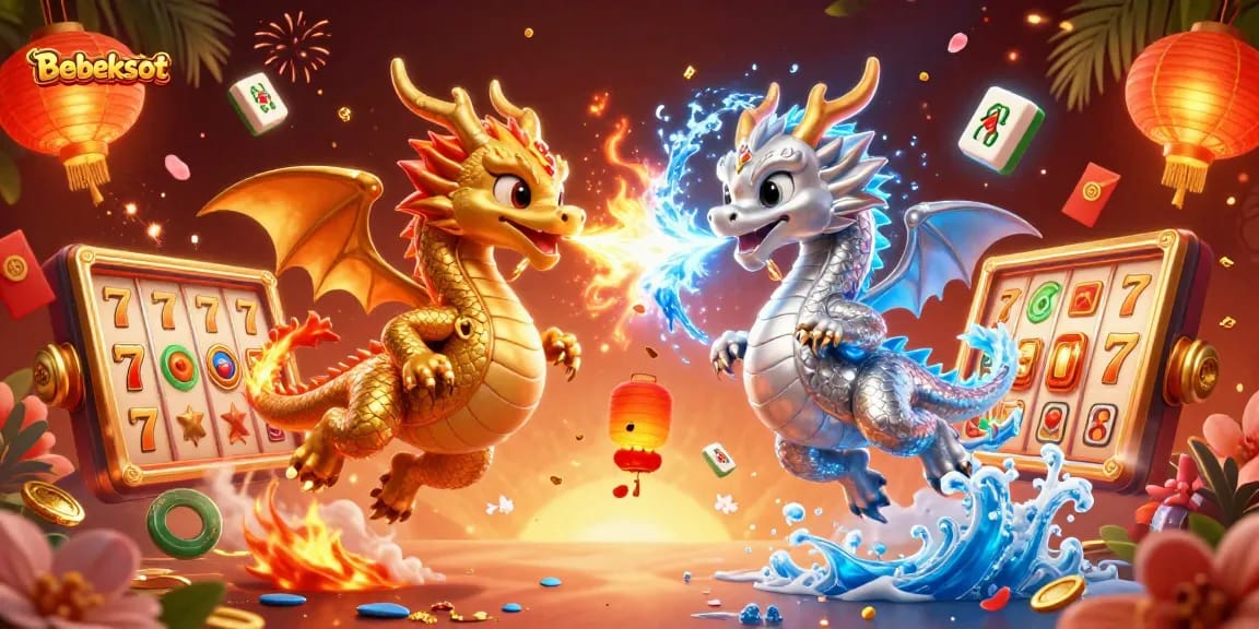 Bebekslot showcases an exciting dragon-themed slot adventure with fire and ice effects, creating thrilling gameplay.