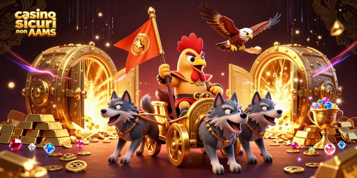 Gioca nei casino sicuri non AAMS con giochi emozionanti in una scena vibrante e ricca d'azione.