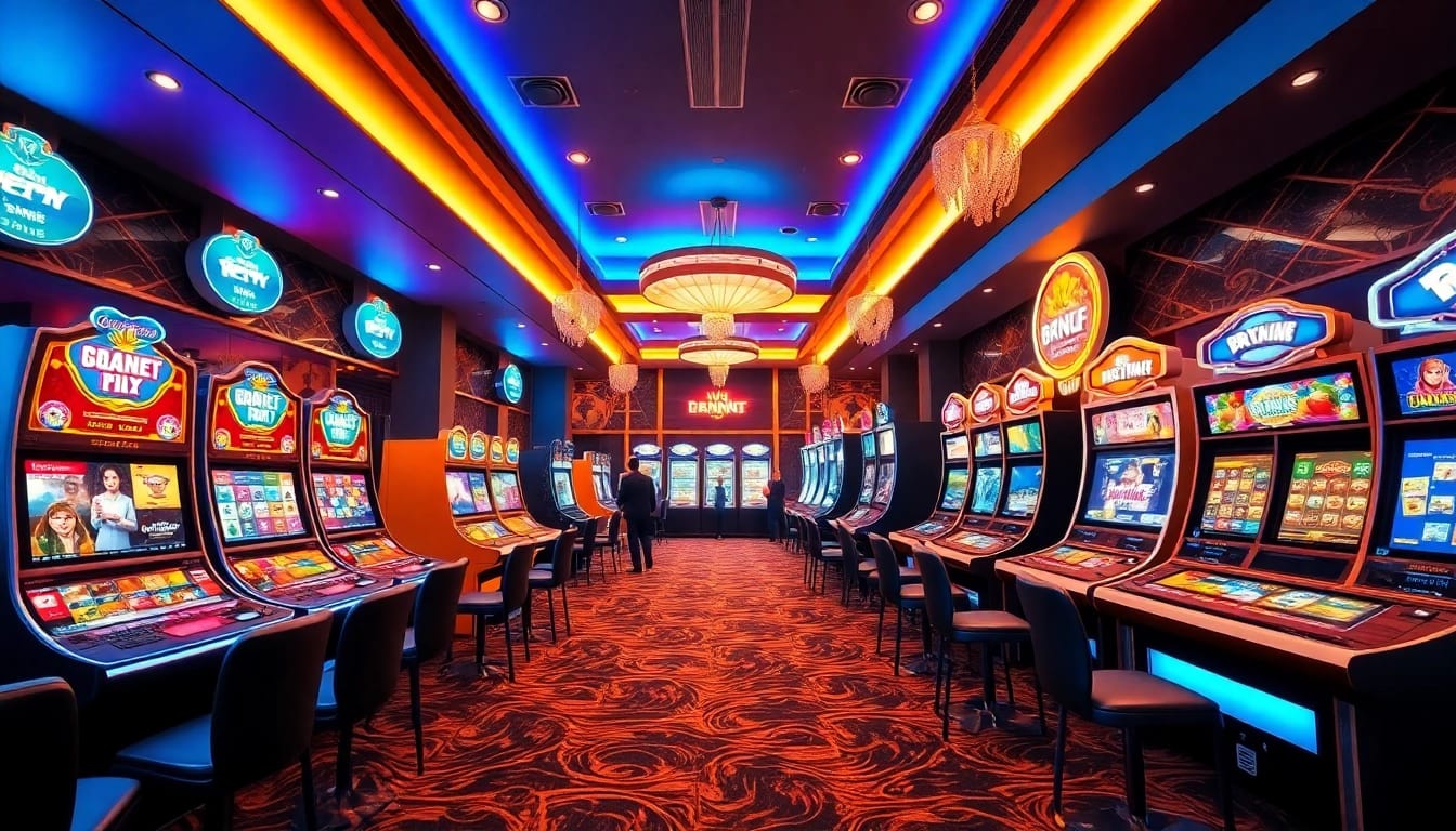 Nhat vip online gaming platform showcasing vibrant games in a modern lounge setting.