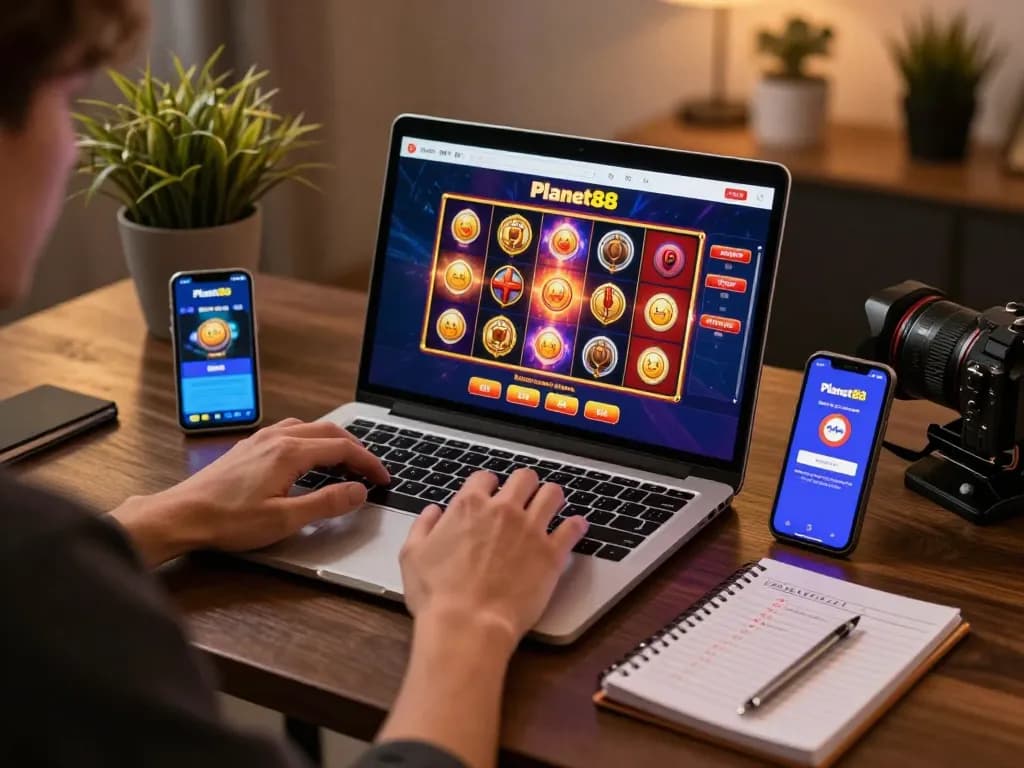 Experience thrilling gameplay on Planet88 while enjoying a comfortable online gambling setup.